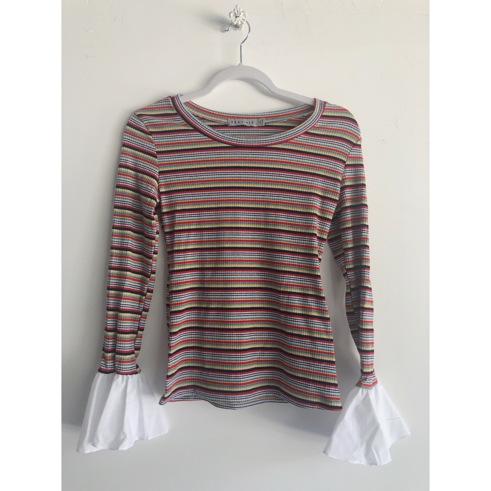 Striped tee with bell sleeves